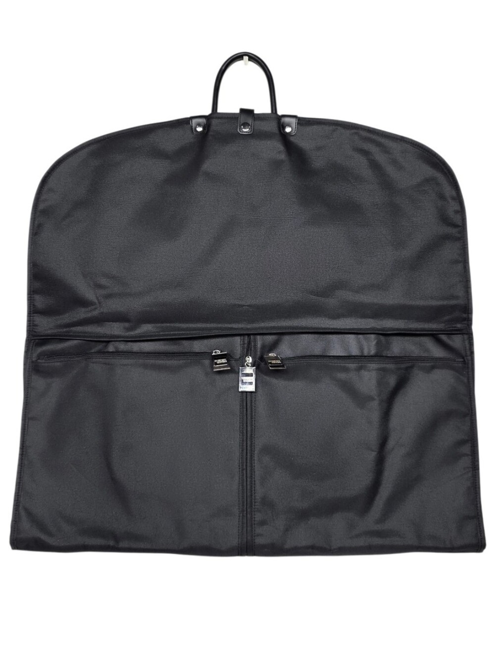 Classic Black Garment Bag With Zipper Front Pocket